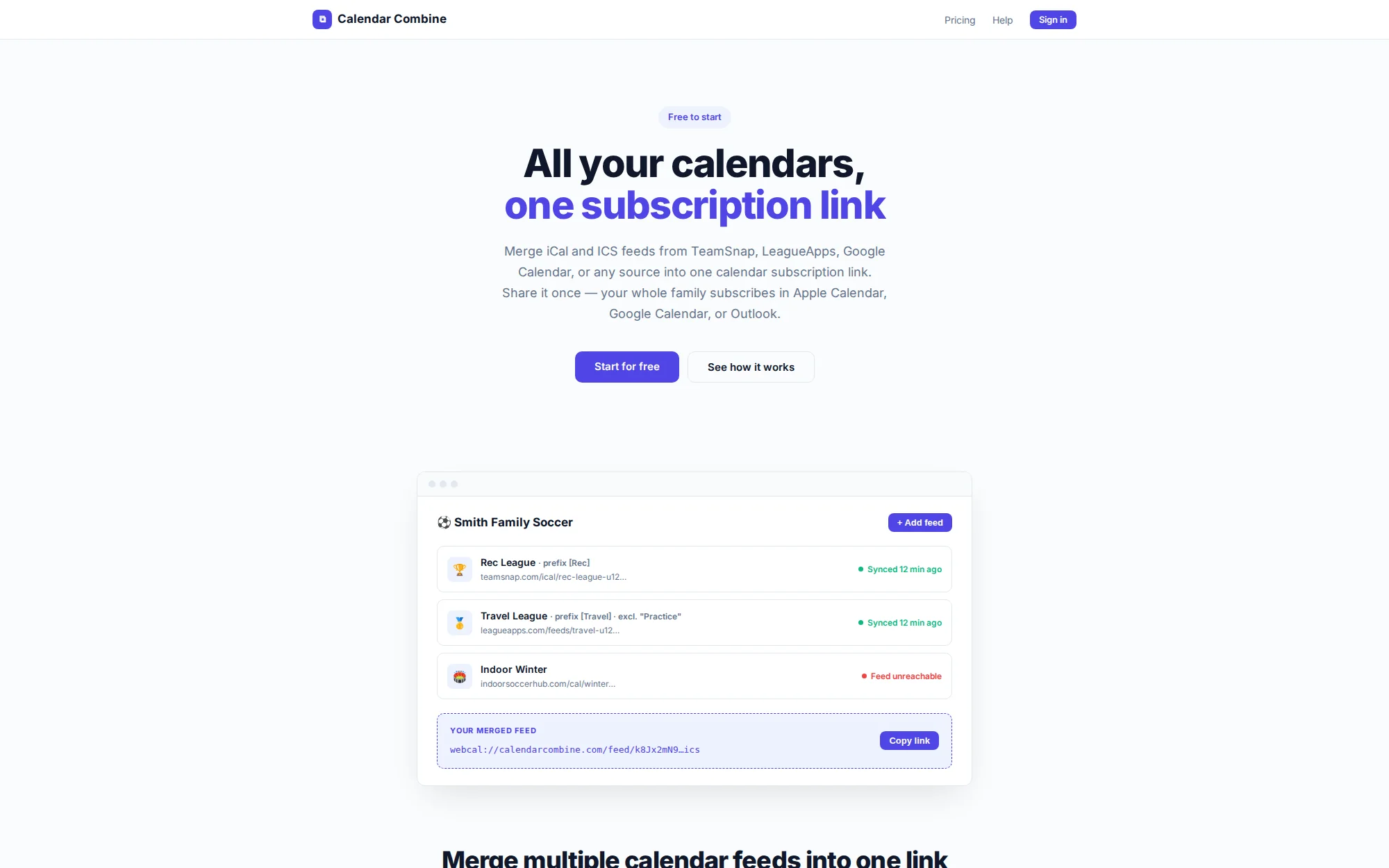 Calendar Combine — primary screenshot