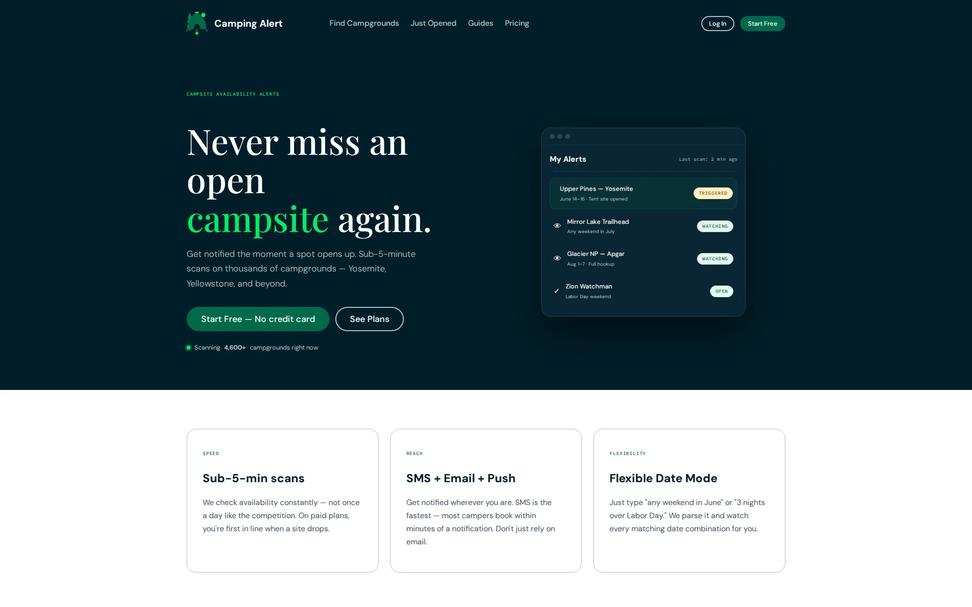 Camping Alert — primary screenshot